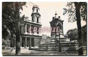 Old Postcard Pictures of Paris La Fontaine and the Church of St. Sulpice