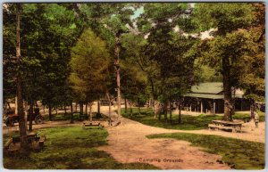 VINTAGE POSTCARD THE CAMPING GROUNDS AT THE ENDLESS CAVERNS NEW MARKET VIRGINIA