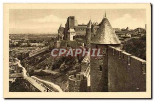 Old Postcard La Cite De Carassonne Remparts and the lower town