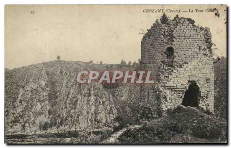 Old Postcard Crozant Tower Colin