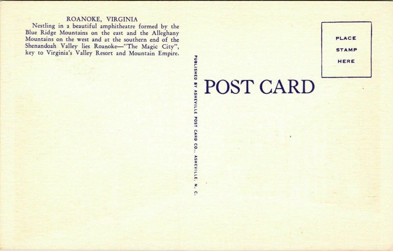 Jefferson St N Roanoke VA Virginia Linen Postcard VTG UNP Unused Vintage 