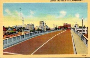 Louisiana Shreveport View Of City From Viaduct 1946 Curteich