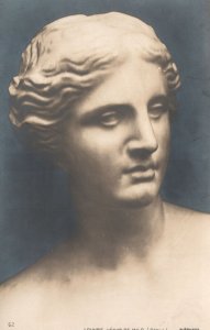 Vintage Postcard Sculpture Woman Head Work Of Art