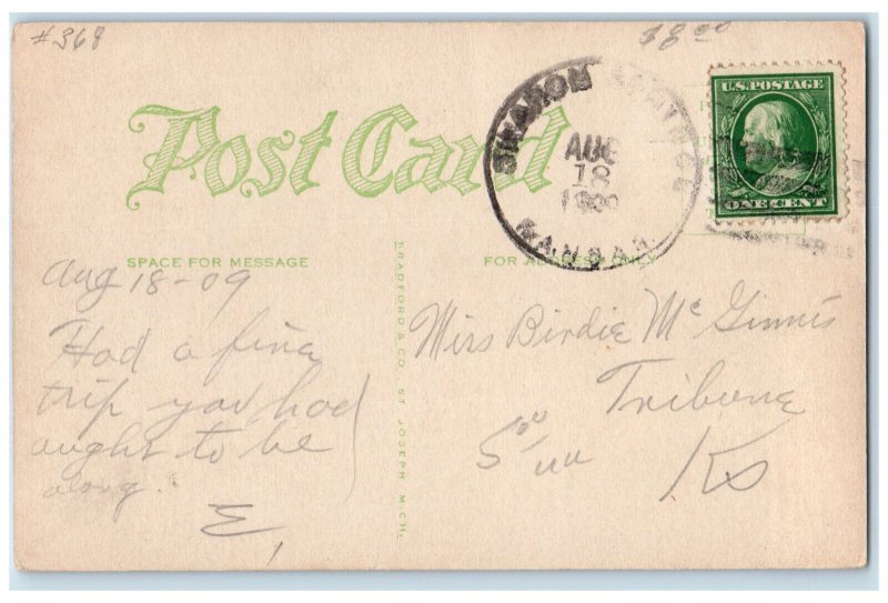 1909 Bank Confectionary Main Street Sharon Springs Kansas KS Antique Postcard