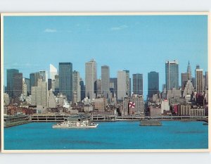Postcard Hudson River Piers and Midtown Manhattan Skyline New York City NY USA