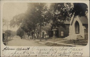 Street View Stone Chapel Utica NY Cancel 1906 Remsen Herkimer RPO Cancel RPPC