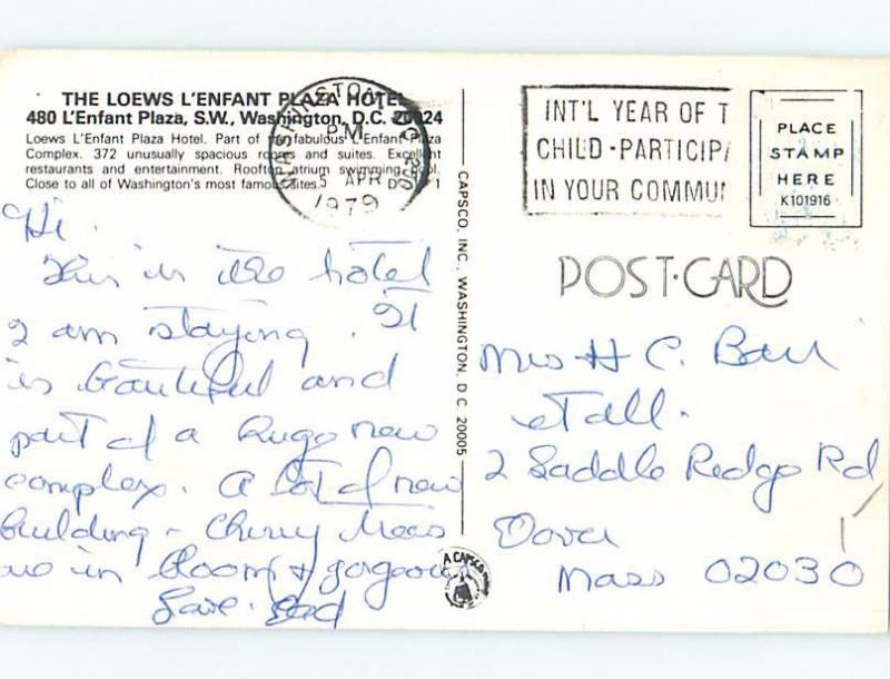 Pre-1980 PLAZA HOTEL Washington DC B2119