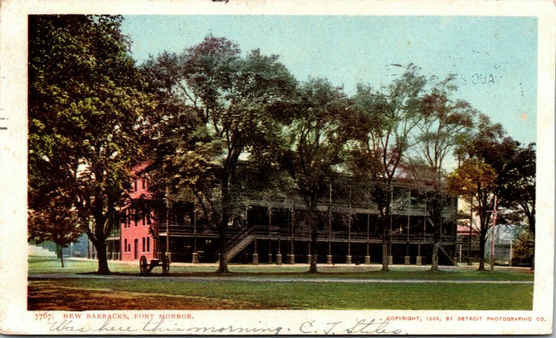 Vtg 1905 New Barracks Fort Monroe Hampton Virginia VA Postcard