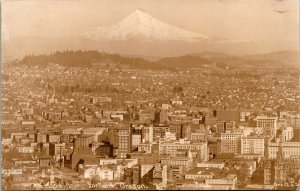 Postcard OR Portland RPPC Real Photo Aerial View of Town - Mt. Hood 1920s L10