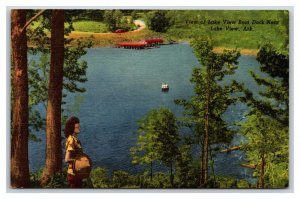 Lake View Boat Dock Near Lake View Arkansas AR UNP Linen Postcard R28