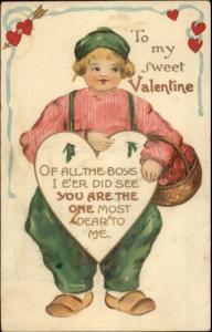 Valentine - Little Dutch Boy Ernest Nister 1671 c1910 Postcard rpx