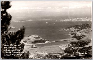 California, View From Mt. Tamalpais,  San Francisco, Bay Bridge, RPPC Postcard