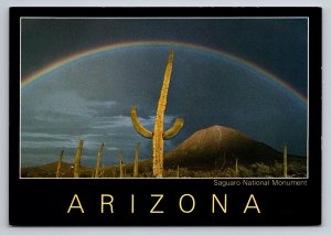 Saguaro National Monument Arizona Vintage Unposted Postcard Cactus Rainbow