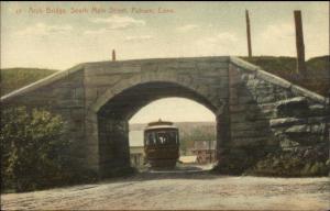 Putnam CT Trolley at Arch Bridge c1910 Postcard jrf