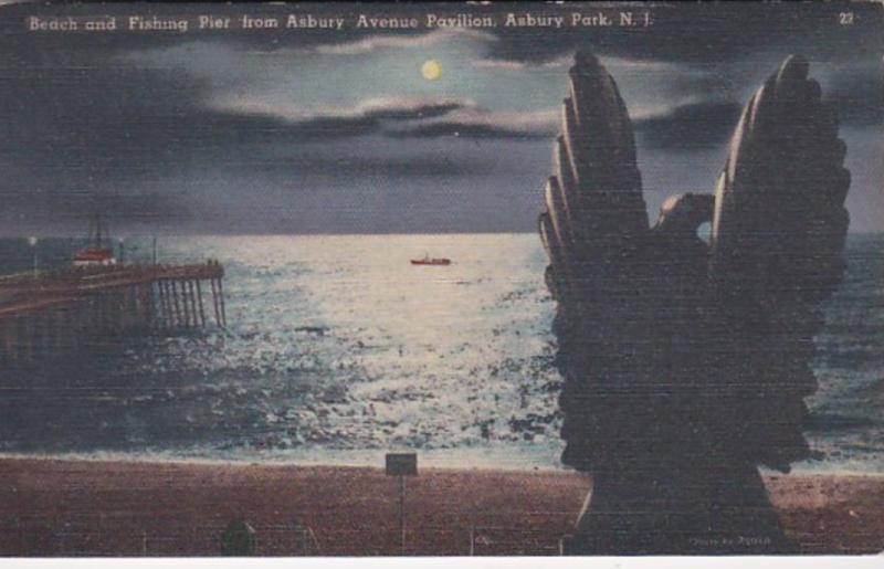 New Jersey Asbury Park Beach and Fishing Pier From Asbury Avenue At Nght