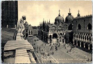 Postcard - The Church of St. Mark and the Clock Tower - Venice, Italy