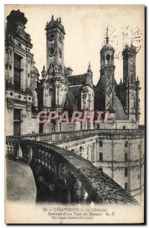 Old Postcard Chambord Summit Chateau D & # 39A Tour Du Donjon