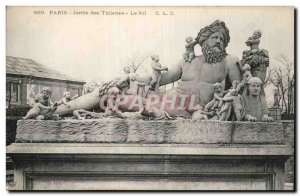Old Postcard Paris Tuileries Garden Neptune