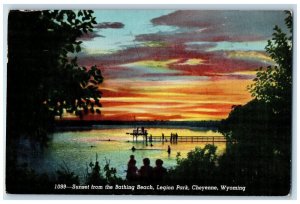 1943 Sunset from the Bathing Beach Cheyenne Wyoming WY Vintage Postcard