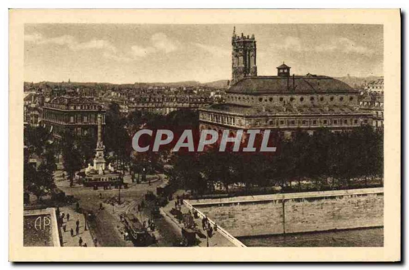 Postcard Old Paris Place du Chatelet Theater Sarah Bernhardt and the Tour Sai...