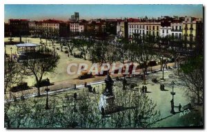 Old Postcard Beziers Place Jean Jaures and Statue Paul Riquet