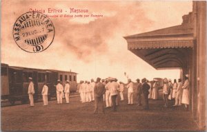 Colonia Eritrea Massawa Railway Station Train Vintage Postcard 09.30 