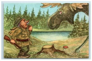 Lot of 2 Jac Edgren Humorous Comic Postcards Sabotage Hogvilt Hunter Gun Fishing