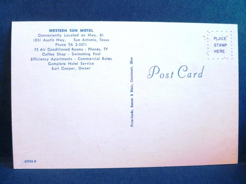 Postcard TX San Antonio Western Sun Motel