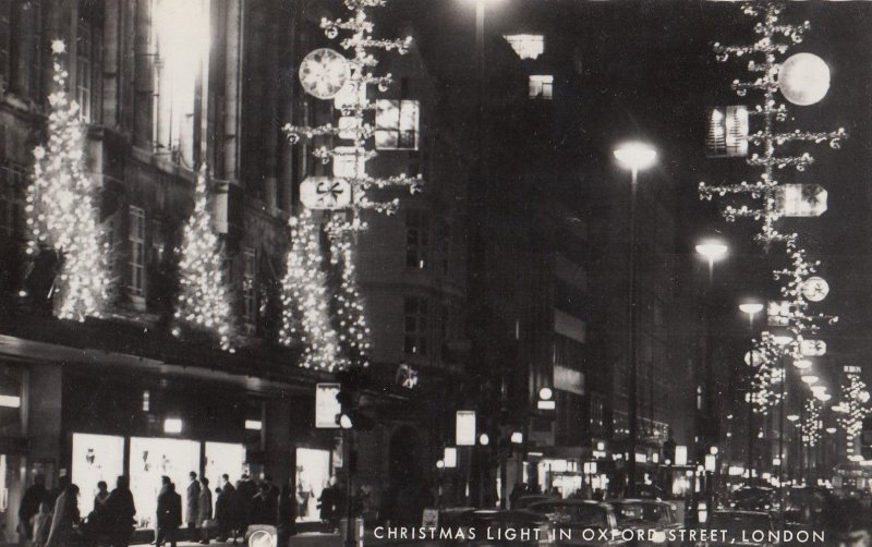 Christmas Lights In Oxford Street London Real Photo Postcard