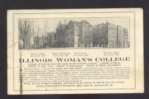 JACKSONVILLE ILLINOIS WOMAN'S COLLEGE 1911 VINTAGE ADVERTISING POSTCARD