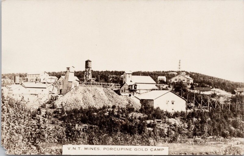 VNT Mines Porcupine Gold Camp Timmins Ontario ON RPPC Postcard H38 *as is