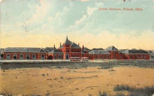 Toledo Ohio 1911 Postcard Union Train Station Streetcar