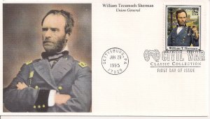 Union General William Tecumseh Sherman, FDC Gettysburg Cancel 1995, Civil War