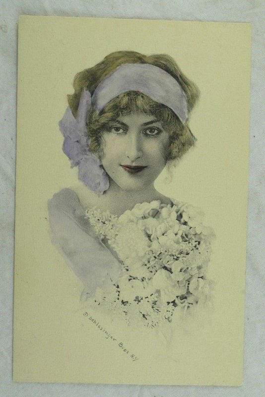 C 1910 Lovely Lady Hand Tinted Vintage Postcard P45