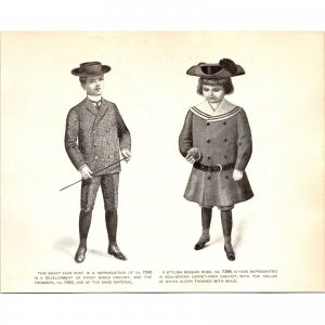 1903 Edwardian Era Childrens Fashion Original Vintage Paper Print Boy Girl