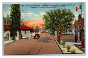 Vintage 1947 Postcard International Bridge Juarez Mexico and El Paso Texas