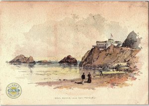 1880's ONT Clark's Thread Seal Rocks, San Francisco Trade Card &N 
