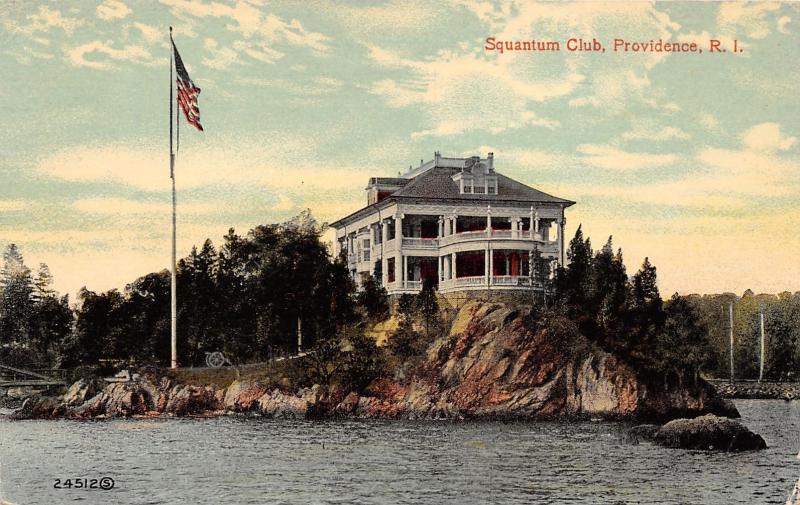 Providence Rhode Island~Squantum Club~House on Cliff~Flag~1916 Postcard