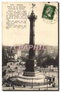 Old Postcard Paris Bastille Square July Column