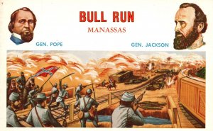 Vintage Postcard Bull Run Manassas Gen. Pope & Gen. Jackson Battle of Civil War