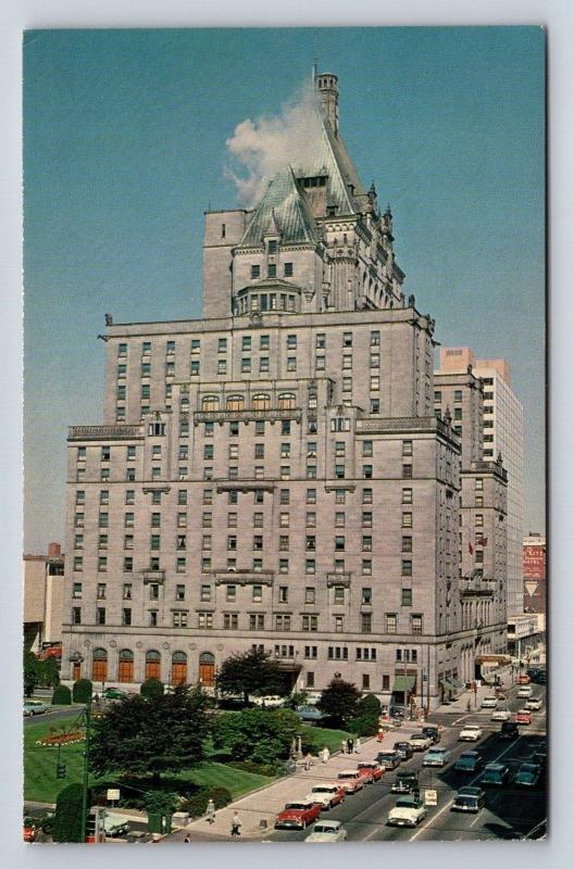 Vtg Postcard Canada Hotel Vancouver Chrome 1950s Street View Architecture