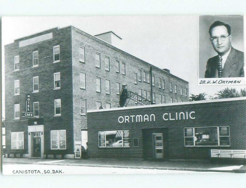 old rppc HOTEL & ORTMAN CLINIC Canistota By Mitchell & Sioux Falls SD i8796