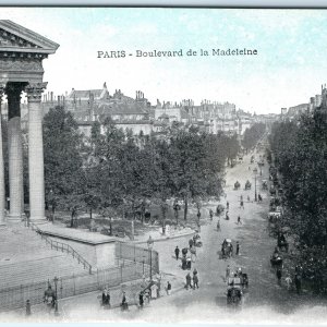 c1900s Paris, France Boulevard de la Madeleine Church Classical Columns A354
