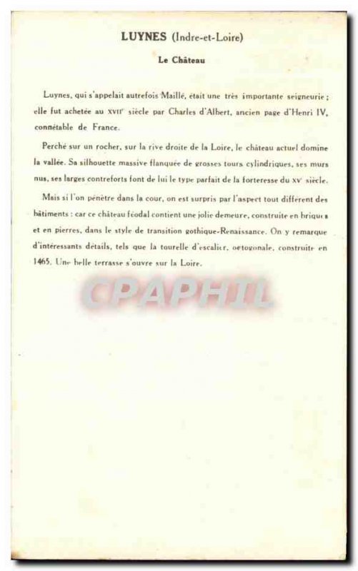 Old Postcard Luynes Le Chateau