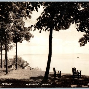 c1925-42 Walker, MN Big Leech Resort Lake RPPC Advertising Memo Harry James A186