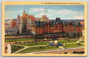 1953 Marlborough Blenheim Hotel Atlantic City New Jersey Grounds Posted Postcard