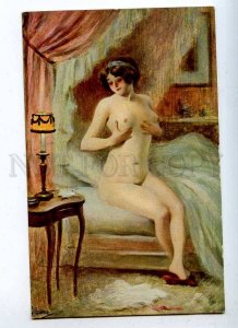 199311 Nude Woman w/ LAMP by GUILLAUME Vintage SALON LAPINA