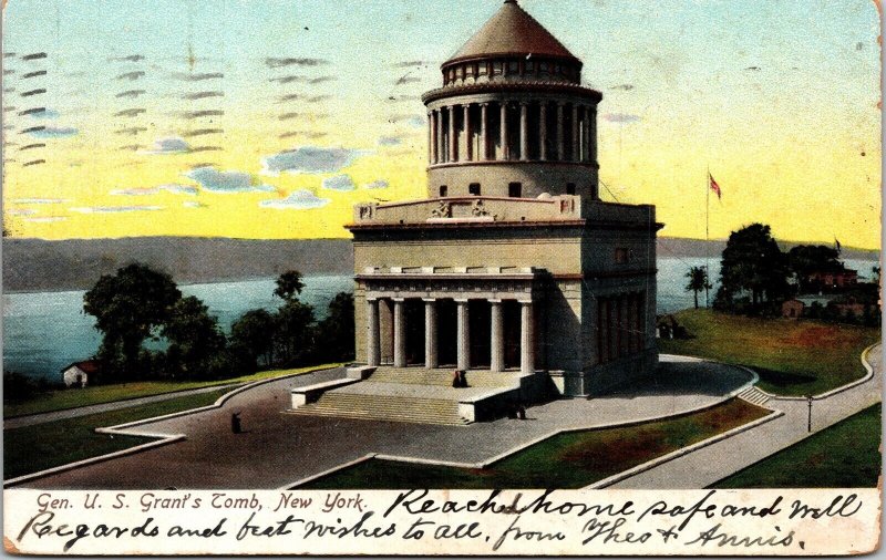 Gen US Grants Tomb New York Sunset Antique Postcard UDB PM NY Cancel Clean WOB 