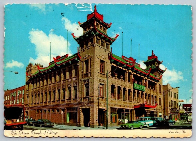 The Chinese Temple Of Chicago, Chinatown, Illinois, 1974 Chrome Postcard