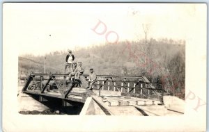 c1910s Bridge Construction RPPC Occupational Men Saw Photo Rock Lumber Co. A128